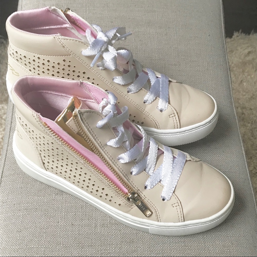 Sketcher Street cream & gold and pink size 4